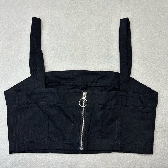 WORKHALL Black Crop Zip Back Top Size L - Picture 5 of 7